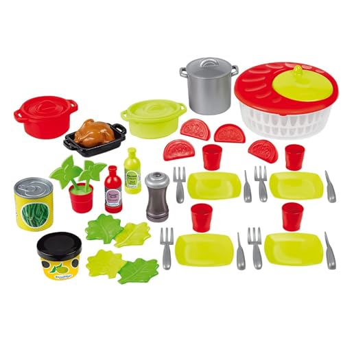 Ecoiffier – Küchenspielzeug Salat-Set – 43-teiliges Spielset, Spielgeschirr, Salatschleuder, ideales Zubehör für Kinderküche, für Kinder ab 18 Monaten von Ecoiffier