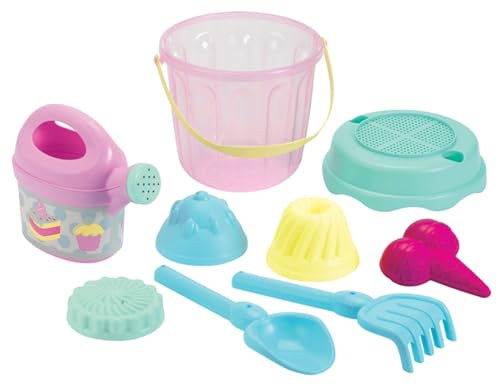 Ecoiffier Muffinförmchen-Set mit Gießkanne, Transparenter Sandeimer mit Deckel, Altersempfehlung ab 3 Jahre, Ideal für Strandurlaub und Garten, Mehrfarbig von Ecoiffier