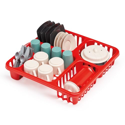 Ecoiffier Spielzeug-Abtropfgestell, quadratisch, gefüllt, 30 cm – 10908 – Nachahmungsspiele für Kinder – ab 18 Monaten von Ecoiffier