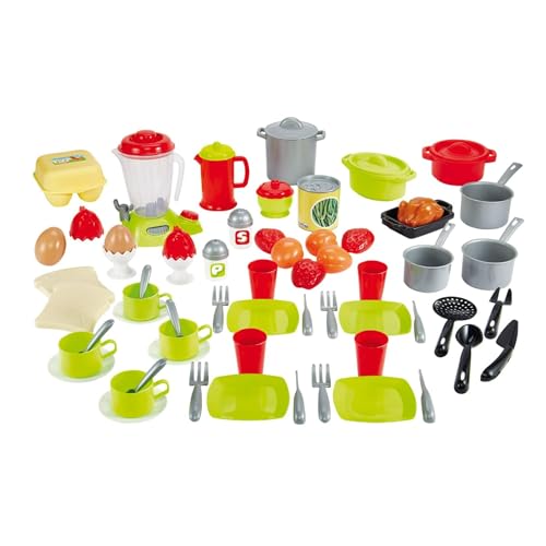 Ecoiffier – Spielzeug-Geschirrset XL – 70-teiliges Spielservice, ideales Zubehör für Kinderküche, mit Mixer, Essgeschirr für Kinder ab 18 Monaten von Ecoiffier
