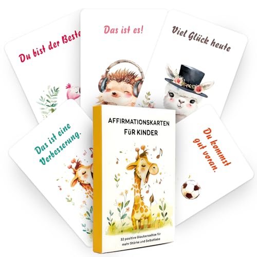 Ecoret-Pro 32 Affirmationskarten Kinder, Gefühlskarten für Kinder - Motivationskarten für Achtsamkeit, Mutmacherkarten pädagogisch wertvoll, Gesprächskarten Gefühle Lernen Ecoret-Pro 32 Affirmationskarten Kinder, Gefühlskarten für Kinder - Motivationskarten für Achtsamkeit, Mutmacherkarten pädagogisch wertvoll, Gesprächskarten Gefühle Lernen von Ecoret-Pro
