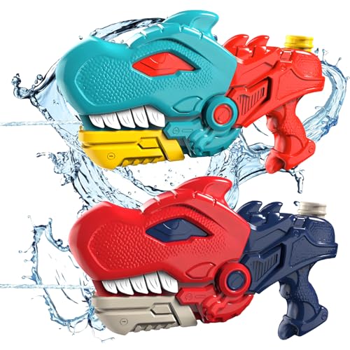 Ecoret-Pro 2 Stück Wasserpistole für Kinder Erwachsene, Dinosaurier Wasserspritzpistole Spielzeug 8-10 Meter, Water Gun mit 600 ml große Kapazität, Wasser Pistole für Garten Schwimmbad Strand von Ecoret-Pro