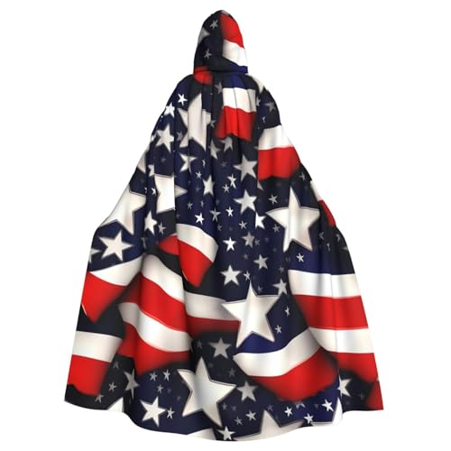 EdWal Amerikanische Flagge, Sterne, Streifen, Druck, Unisex, Erwachsene, Kapuzenumhang, Uniform, Kapuzenmantel, für Halloween, Cosplay-Kostüme von EdWal