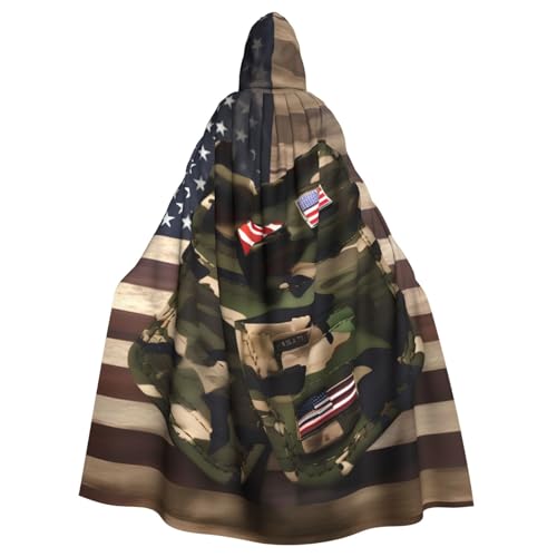 EdWal Camo American Flags Print Unisex Erwachsene Kapuzenumhang Umhang Uniform Kapuzenmantel für Halloween Cosplay Kostüme von EdWal
