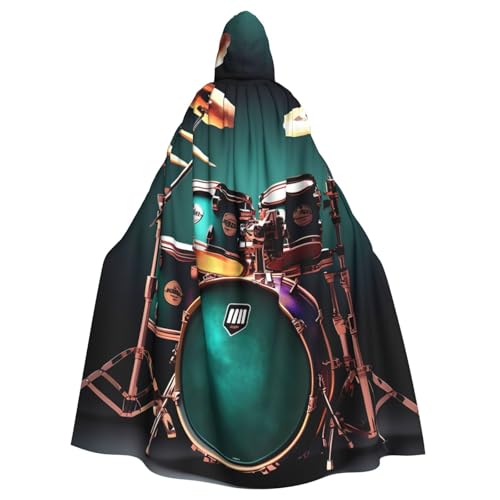 EdWal Coole Schlagzeug-Druck, Unisex, Erwachsene, Kapuzenumhang, Uniform, Kapuzenmantel, für Halloween, Cosplay-Kostüme von EdWal