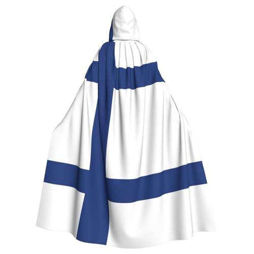 EdWal Finnischer Flaggen-Druck, Unisex, Erwachsene, Kapuzenumhang, Uniform, Kapuzenmantel, für Halloween, Cosplay-Kostüme von EdWal