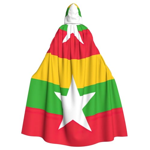 EdWal Flagge von Myanmar Druck, Unisex, Erwachsene, Kapuzenumhang, Uniform, Kapuzenmantel, für Halloween, Cosplay-Kostüme von EdWal