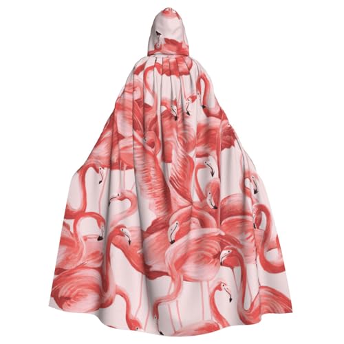 EdWal Flamingo1 Print Unisex Erwachsene Kapuzenumhang Umhang Uniform Kapuzenmantel für Halloween Cosplay Kostüme von EdWal