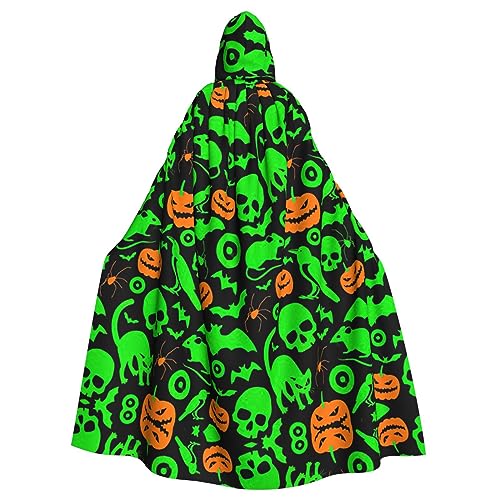 EdWal Grüner Geist Horror Halloween Kürbis Druck Kapuzenumhang Halloween Mantel Umhang für Party Cosplay Kostüme Zauberer Kapuzenmantel von EdWal