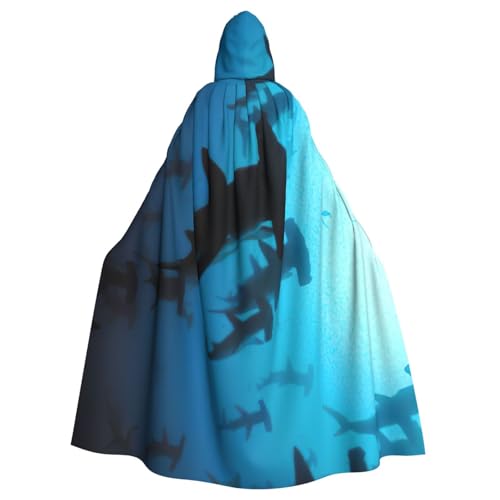 EdWal Hammerhead Sharks Print Unisex Erwachsene Kapuzenumhang Umhang Uniform Kapuzenmantel für Halloween Cosplay Kostüme von EdWal
