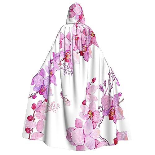 EdWal Kapuzenmantel mit rosa Blumen und Schmetterlings-Aufdruck, Unisex, für Erwachsene, Karnevals-Umhang für Halloween, Cosplay-Kostüme von EdWal