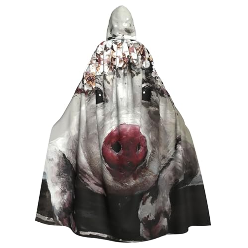 EdWal Kapuzenumhang mit Blumen-Schweine-Druck, Unisex, Erwachsene, Uniform, Kapuzenmantel, für Halloween, Cosplay-Kostüme von EdWal