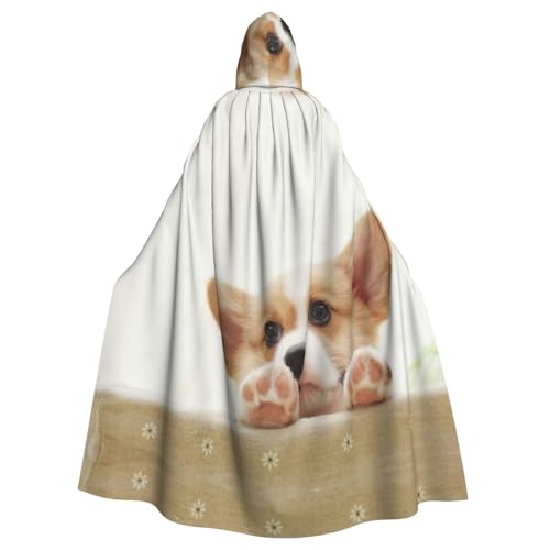 EdWal Kapuzenumhang mit süßem Corgi-Druck, Halloween-Umhang für Party, Cosplay, Kostüme, Zauberer, Kapuzenmantel EdWal Kapuzenumhang mit süßem Corgi-Druck, Halloween-Umhang für Party, Cosplay, Kostüme, Zauberer, Kapuzenmantel von EdWal