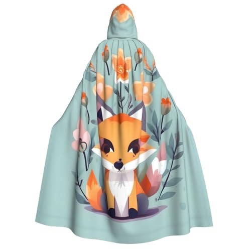 EdWal Kapuzenumhang mit süßem Tier-Fuchs-Blumendruck, Deluxe-Umhang für Erwachsene, langlebig, Cosplay, Halloween, Party, Hexenkostüm EdWal Kapuzenumhang mit süßem Tier-Fuchs-Blumendruck, Deluxe-Umhang für Erwachsene, langlebig, Cosplay, Halloween, Party, Hexenkostüm von EdWal