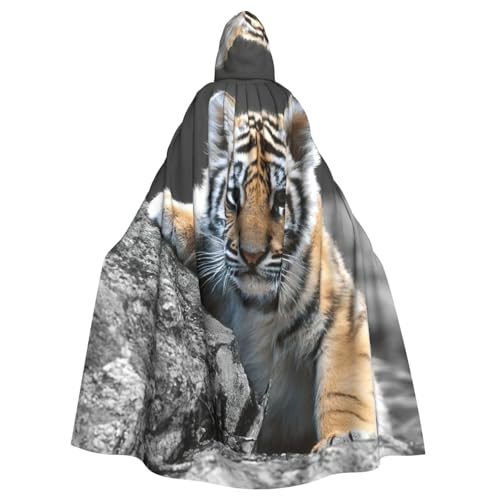 EdWal Kapuzenumhang mit süßem Tigerjung-Druck, Unisex, Erwachsene, Umhang, Uniform, Kapuzenmantel, für Halloween, Cosplay-Kostüme von EdWal