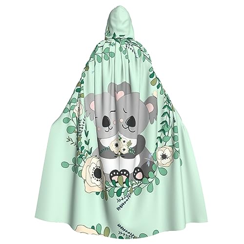 EdWal Karnevals-Umhang mit Koala-Druck, mit Kapuze, Umhang, Hexenkostüm, Vampirumhang, Zauberer-Robe, Cosplay-Kostüm von EdWal