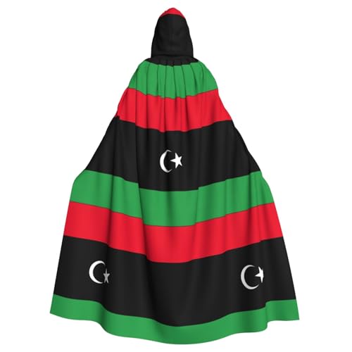 EdWal Libysche Flagge, Druck, Unisex, Erwachsene, Kapuzenumhang, Uniform, Kapuzenmantel, für Halloween, Cosplay-Kostüme von EdWal