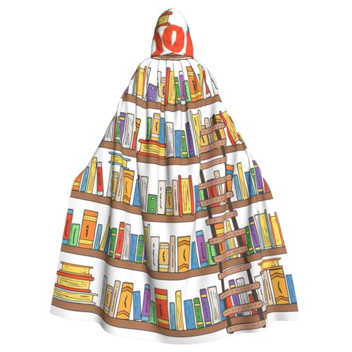 EdWal Lustige Bücherregal-Kollektion und Leiter-Druck, Unisex, Erwachsene, Kapuzenumhang, Uniform, Kapuzenmantel, für Halloween, Cosplay-Kostüme von EdWal