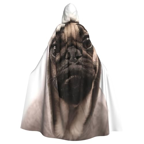 EdWal Mops-Aufdruck, Unisex, Erwachsene, Kapuzenumhang, Uniform, Kapuzenmantel, für Halloween, Cosplay-Kostüme von EdWal