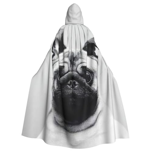 EdWal Mops-Aufdruck, Unisex, Erwachsene, Kapuzenumhang, Uniform, Kapuzenmantel, für Halloween, Cosplay-Kostüme von EdWal