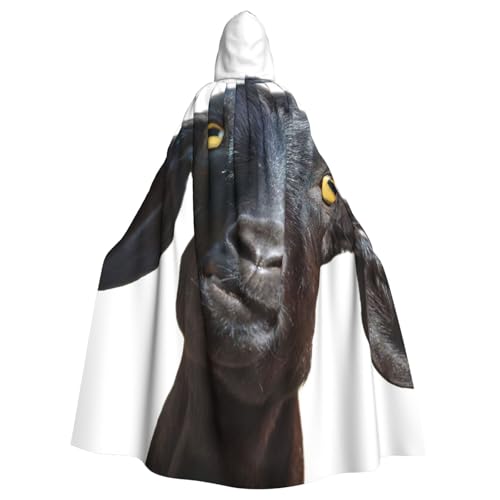 EdWal Niedlicher schwarzer Ziegen-Tierdruck, Unisex, Erwachsene, Kapuzenumhang, Uniform, Kapuzenmantel, für Halloween, Cosplay-Kostüme von EdWal