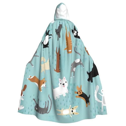 EdWal Regnende Katzen & Hunde Druck Unisex Erwachsene Kapuzenumhang Umhang Uniform Kapuzenmantel für Halloween Cosplay Kostüme von EdWal