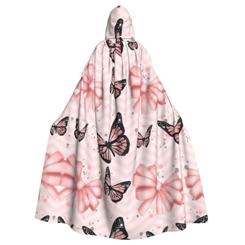 EdWal Schmetterling Rosa Druck Unisex Erwachsene Kapuzenumhang Umhang Uniform Kapuzenmantel für Halloween Cosplay Kostüme von EdWal