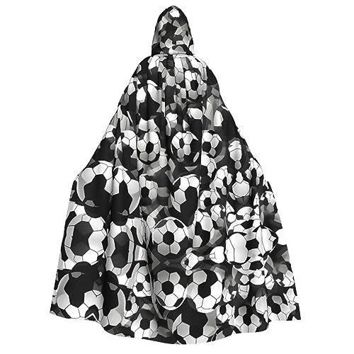 EdWal Schwarz-weißer Kapuzenumhang mit Fußball-Druck, Deluxe-Umhang für Erwachsene, langlebig, Cosplay, Halloween, Party, Hexenkostüm EdWal Schwarz-weißer Kapuzenumhang mit Fußball-Druck, Deluxe-Umhang für Erwachsene, langlebig, Cosplay, Halloween, Party, Hexenkostüm von EdWal
