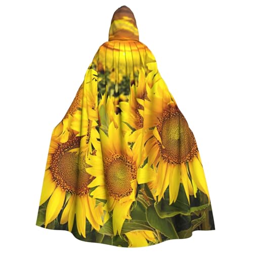 EdWal Sonnenblumenfelddruck, Unisex, Erwachsene, Kapuzenumhang, Uniform, Kapuzenmantel, für Halloween, Cosplay-Kostüme von EdWal
