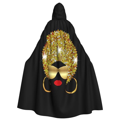 EdWal Süße afrikanische Frau Polka Print Unisex Erwachsene Kapuzenumhang Umhang Uniform Kapuzenmantel für Halloween Cosplay Kostüme von EdWal
