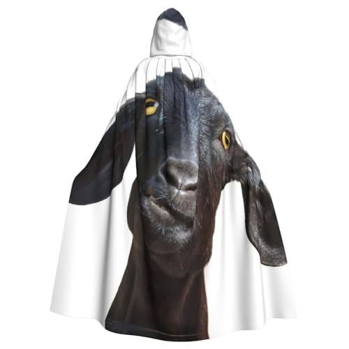 EdWal Süßer schwarzer Ziegen-Umhang mit Kapuze, Umhang, Hexenkostüm, Vampirumhang, Zauberer-Robe, Cosplay-Kostüm von EdWal