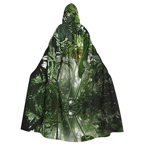EdWal Tropischer Regenwald-Dschungel-Szenen-Druck, Halloween-Zauberer-Hexen-Umhang, Kapuzenmantel für Erwachsene, Herren, Damen, Cosplay-Kostüme von EdWal
