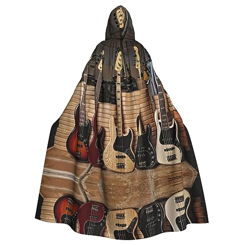 EdWal Umhang mit Kapuze, Halloween-Weihnachtsumhang, Unisex, Vampir-Hexen-Umhang, Cosplay, Gitarre, Bass, Musik, Musikinstrumente von EdWal