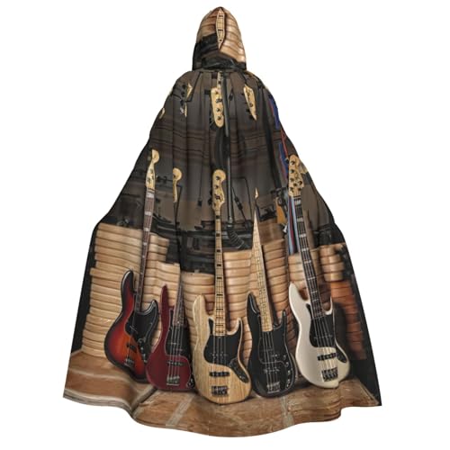 EdWal Umhang mit Kapuze, Motiv: Gitarre, Bass, Musik, Musikinstrumente, Deluxe, für Erwachsene, langlebig, Cosplay, Halloween, Party, Hexenkostüm EdWal Umhang mit Kapuze, Motiv: Gitarre, Bass, Musik, Musikinstrumente, Deluxe, für Erwachsene, langlebig, Cosplay, Halloween, Party, Hexenkostüm von EdWal