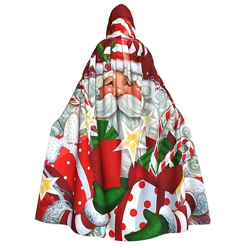EdWal Umhang mit Kapuze mit Weihnachtsmann-Aufdruck, Hexenumhang für Erwachsene, Karnevals-Umhang, Kostüme, Cosplay von EdWal