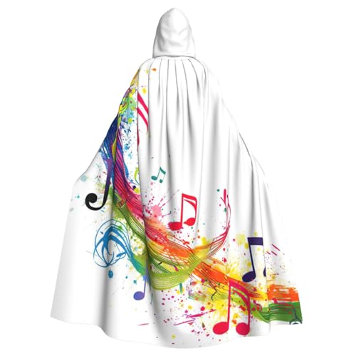 EdWal Umhang mit buntem Musiknoten-Druck, Unisex, Erwachsene, Kapuzenmantel, Uniform, Kapuzenmantel, für Halloween, Cosplay-Kostüme von EdWal