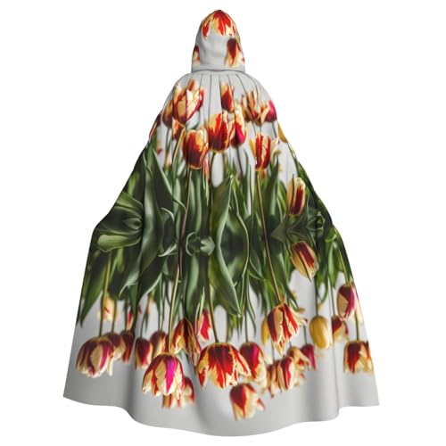 EdWal Umhang mit buntem Tulpenmuster, Unisex, Erwachsene, Kapuzenmantel, Uniform, Kapuzenmantel, für Halloween, Cosplay-Kostüme von EdWal