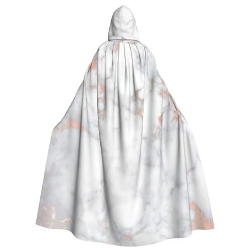 EdWal Weißer Marmor-Roségold-Druck, Unisex, Erwachsene, Kapuzenumhang, Uniform, Kapuzenmantel, für Halloween, Cosplay-Kostüme von EdWal
