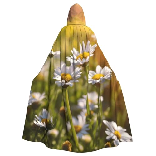 EdWal Wild White Daisy Flower Print Unisex Erwachsene Kapuzenumhang Umhang Uniform Kapuzenmantel für Halloween Cosplay Kostüme von EdWal