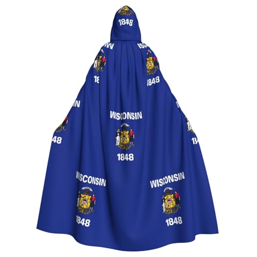 EdWal Wisconsin State Flag Print Unisex Erwachsene Kapuzenumhang Umhang Uniform Kapuzenmantel für Halloween Cosplay Kostüme von EdWal