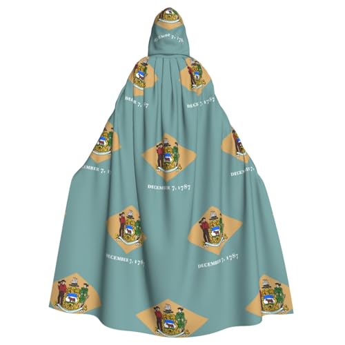 Flagge von Delaware Druck, Unisex, Erwachsene, Kapuzenumhang, Uniform, Kapuzenmantel, für Halloween, Cosplay-Kostüme von EdWal