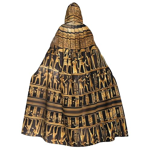 Kapuzenumhang mit Ägypten-Hieroglyphen, Deluxe-Umhang für Erwachsene, langlebig, Cosplay, Halloween, Party, Hexenkostüm von EdWal