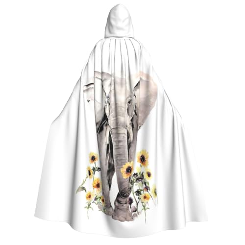 Kapuzenumhang mit Elefanten- und Sonnenblumen-Druck, Deluxe-Umhang für Erwachsene, langlebig, Cosplay, Halloween, Party, Hexenkostüm Kapuzenumhang mit Elefanten- und Sonnenblumen-Druck, Deluxe-Umhang für Erwachsene, langlebig, Cosplay, Halloween, Party, Hexenkostüm von EdWal
