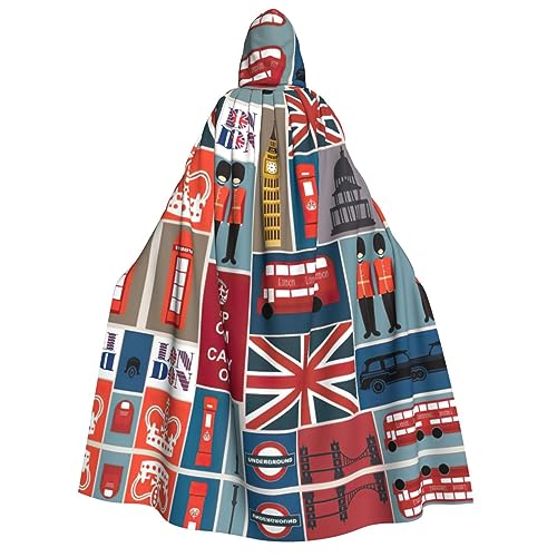 Kapuzenumhang mit England-Symbolen, Deluxe-Umhang für Erwachsene, langlebig, Cosplay, Halloween, Party, Hexenkostüm Kapuzenumhang mit England-Symbolen, Deluxe-Umhang für Erwachsene, langlebig, Cosplay, Halloween, Party, Hexenkostüm von EdWal