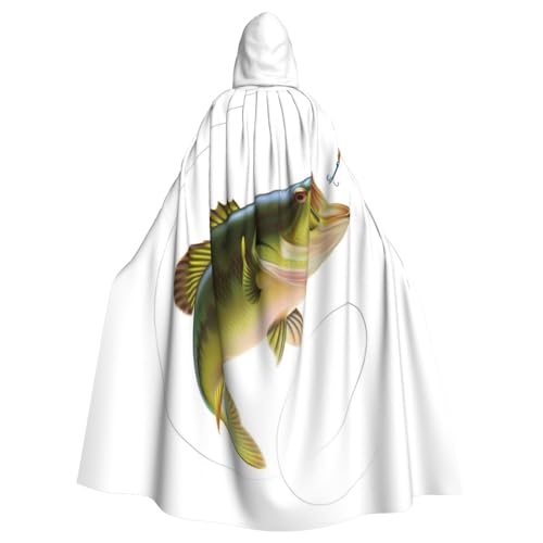 Kapuzenumhang mit Köder mit Angelschnur, essender kleiner Fische, Halloween-Umhang für Party, Cosplay, Kostüme, Zauberer, Kapuzenmantel von EdWal
