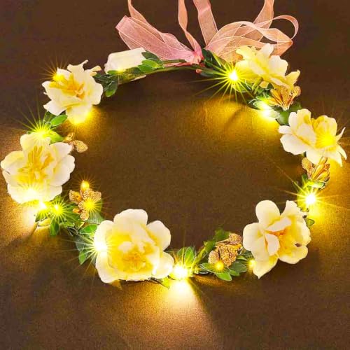 Edary LED-Blumenstirnband, leuchtender Haarkranz, Kopfbedeckung, Brautblumen-Festival-Kopfbedeckung, Haar-Accessoires für Frauen Edary LED-Blumenstirnband, leuchtender Haarkranz, Kopfbedeckung, Brautblumen-Festival-Kopfbedeckung, Haar-Accessoires für Frauen von Edary