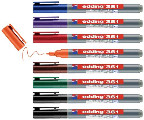 Edding 4-361-8-S2999 Whiteboardmarker Set Schwarz, Rot, Blau, Grün, Orange, Braun, Violett 8St. von Edding