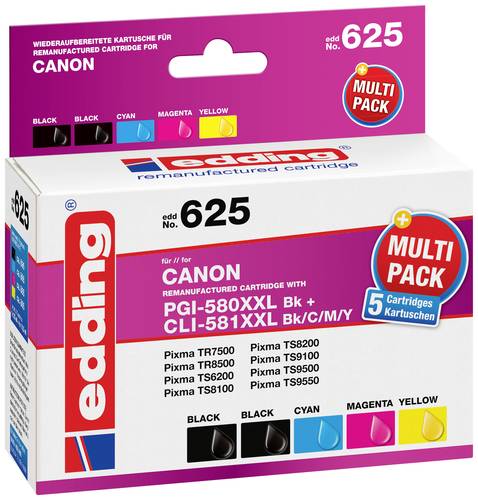Edding Druckerpatrone ersetzt Canon PGI-580PGBK XXL, CLI-581C XXL, CLI-581M XXL, CLI-581Y XXL Kompat von Edding