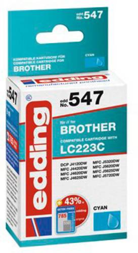 Edding Druckerpatrone ersetzt Brother LC-223C Kompatibel Cyan EDD-547 18-547 von Edding