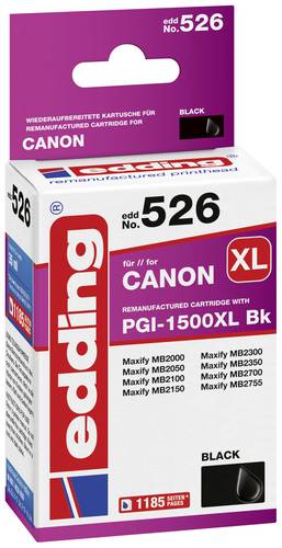 Edding Druckerpatrone ersetzt Canon PGI-1500BK XL Kompatibel Schwarz EDD-526 18-526 von Edding